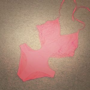 One piece coral pink swimsuit